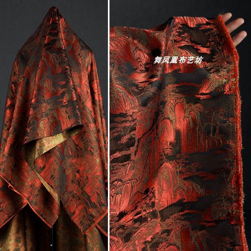 织锦缎提花面料外套马甲中式精美