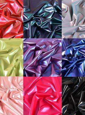 光泽幻彩渐变双色pu皮变色龙羽绒服布料 防水防钻绒夹克服装面料