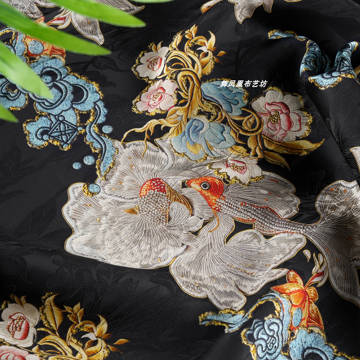 金鱼花卉香云纱花萝面料外套裙子