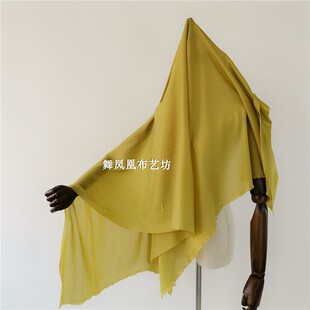 秋香黄绿色 真丝棉布料 薄软细腻光泽 夏季里衬内衬纱裙汉服面料