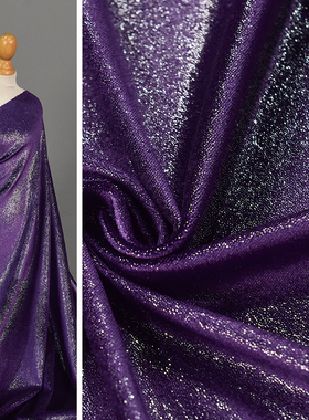 紫色闪光绒韩国金丝绒面料 垂感顺滑四面弹力礼服外套设计师布料