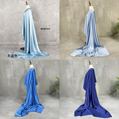 蓝色系列 丝滑光泽缎面真丝旗袍礼服面料 重磅进口真醋酸布料