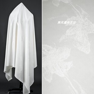 本白色 国潮仿醋酸提花面料 新中式盘扣上衣连衣裙吊带裙透气布料