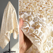 欧美3D立体金银丝提花织锦缎面料 浮雕金挺括连衣裙礼服童装 布料
