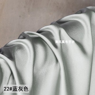 蓝灰色醋酸缎光泽轻薄布料