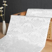 幅宽150cm纯白色海浪纹织锦缎提花面料 暗纹海崖水花丝绸布料 中式