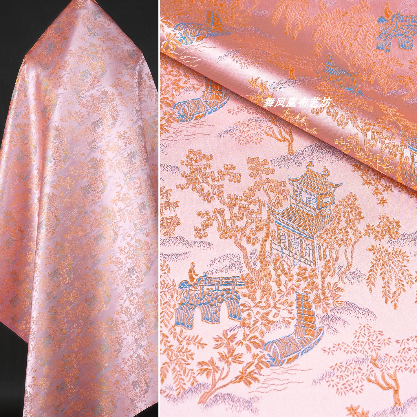 清明上河图织锦缎提花面料外套