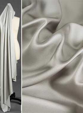 浅灰色高密单面醋酸缎面料 光泽感丝滑垂顺裙子衬衫春夏亮面布料