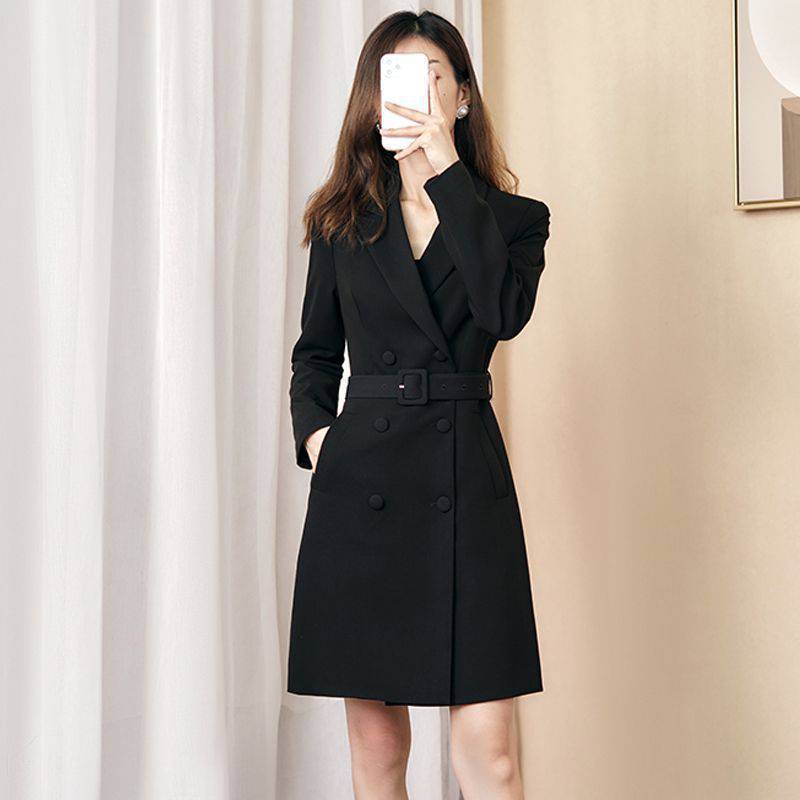 高级感西装外套女春秋季新款中长西装裙长袖工作服包臀职业裙套装