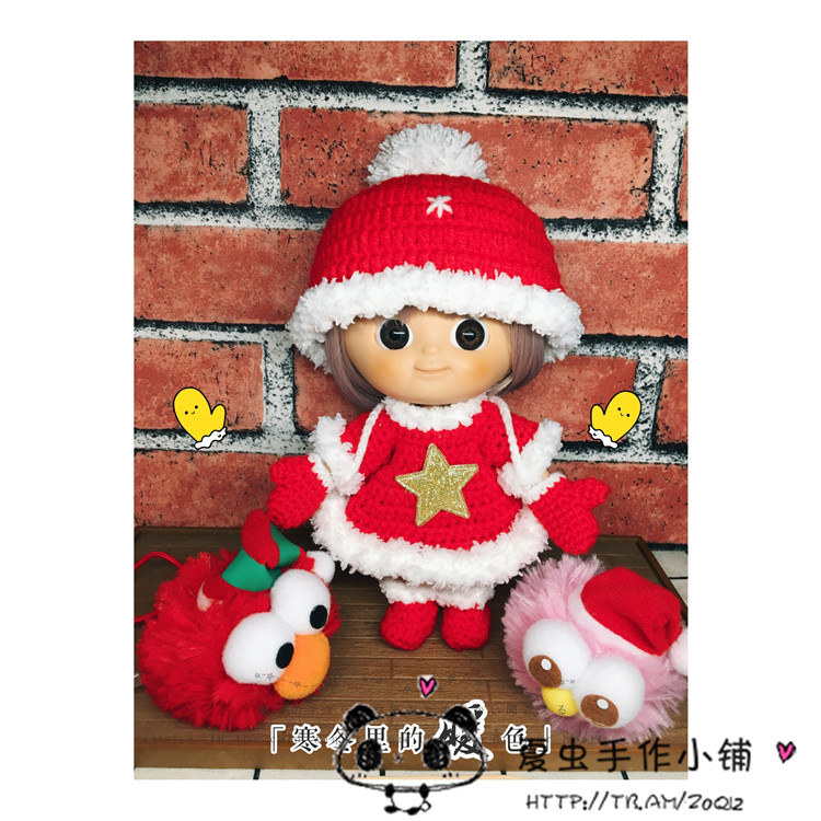 ixtee 妹头娃娃衣服 ixdoll 配件妹头手工毛衣 新年圣诞老人套装