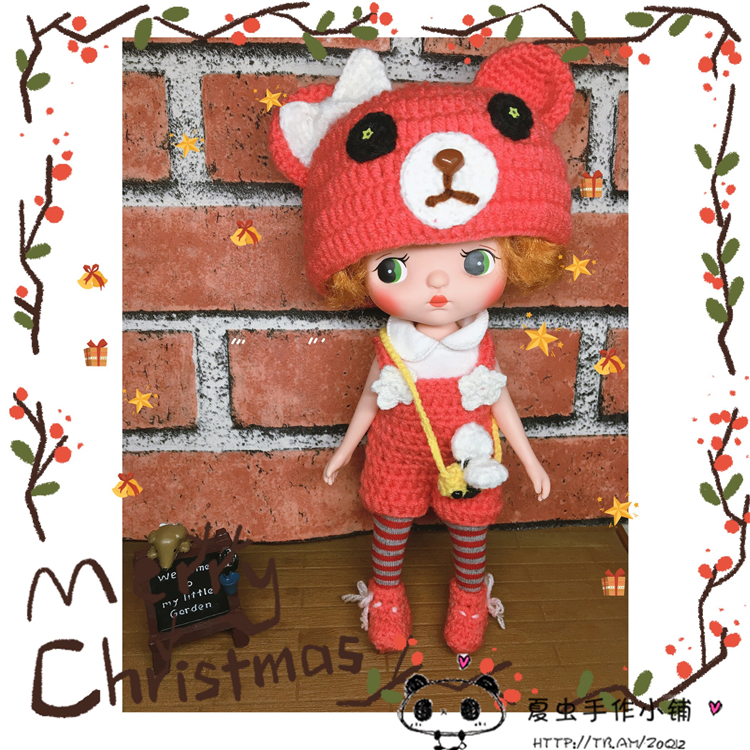 【夏虫手作】Holala娃衣火辣辣娃衣 holala手工衣服 桃红小熊套装