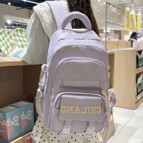 高颜值撞色大容量女生双肩书包
