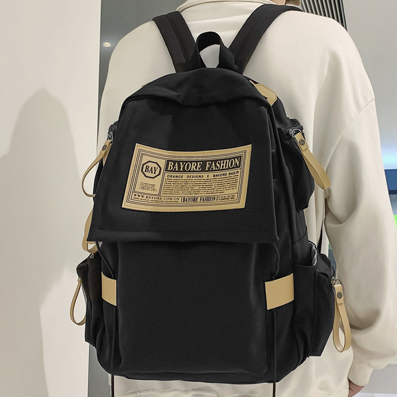 HONG KONG STYLE PERSONALITY LARGE CAPACITY BACKPACK FEMALE KOREAN VERSION INS STYLE RETRO COLLEGE STUDENT BACKPACK JUNIOR HIGH SCHOOL STUDENT SCHOOLBAG MALE