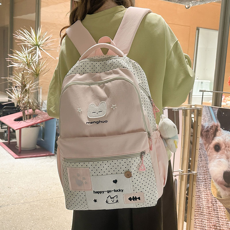 书包女生大容量高颜值ins风贴画初中生高中学生双肩包小学生背包,箱包皮具/热销女包/男包,双肩背包,淘宝优惠券,粉丝福利购,淘宝优惠卷