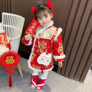 新年衣服冬季 加厚 女童旗袍冬拜年服儿童2023年新款 新款 过年中国风