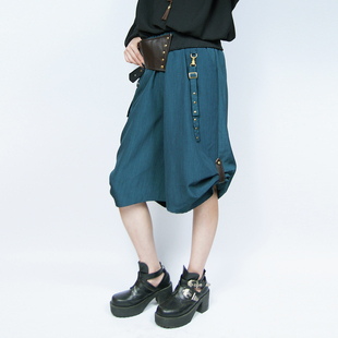 薄款 中性休闲裤 五分裤 熠先生 阔腿裤 群青蓝夏季 短中裤 蒸汽大陆