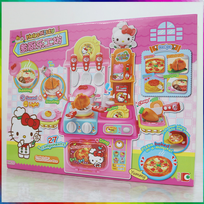 正版hello kitty 煮厨乐工坊仿真过家家玩具做饭蔬菜蔬菜厨具套组