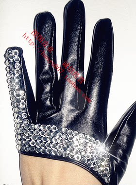 男女士水钻手工钻亚克力 DS仿皮手套街舞表演酒吧JAZZ  一对包邮