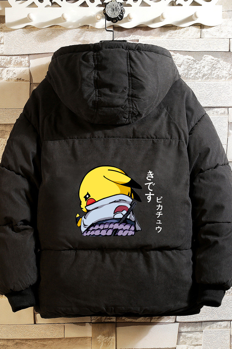 MY16036-P100皮卡丘卡通加厚加绒面包服加肥加大码男胖子衣,男装棉衣,电商A040A