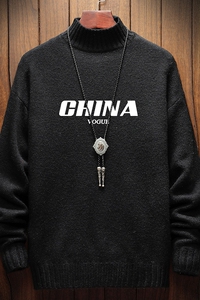 电商A040A-M18001-P45 秋冬半高领毛衣男大码图片