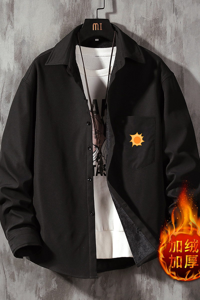 CS15018加绒款P55加厚加绒衬衫男保暖衬衣长袖寸衫上衣服外套,男装衬衫,电商A040A