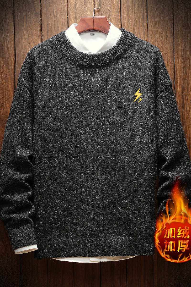 电商A040A-M19018加绒款-P65秋冬加绒宽松毛衣男线衫,男装针织衫/毛衣,电商A040A