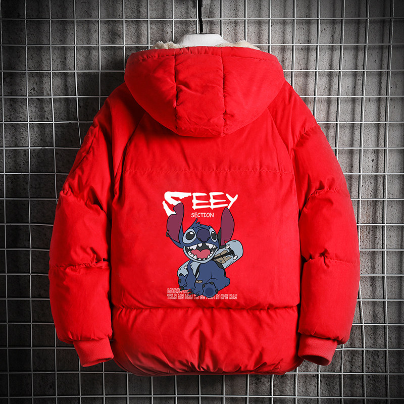 MY16038-P100史迪仔卡通加厚加绒面包服加肥加大码男青少年胖子图片