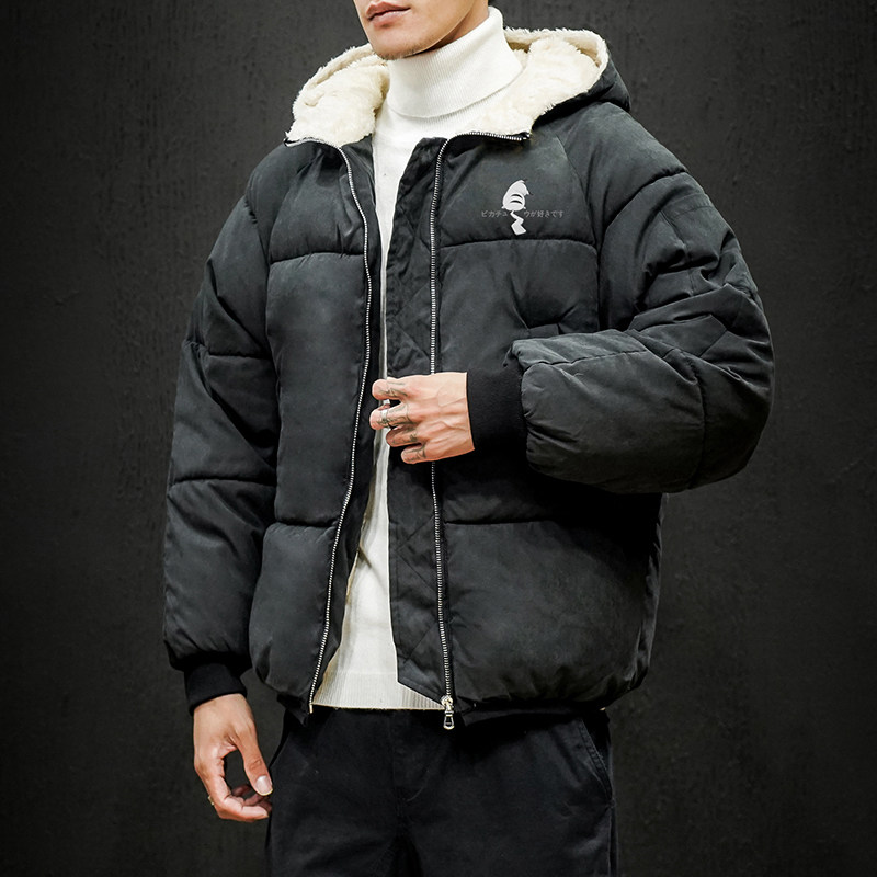 MY16036-P100皮卡丘卡通加厚加绒面包服加肥加大码男胖子衣,男装棉衣,电商A040A