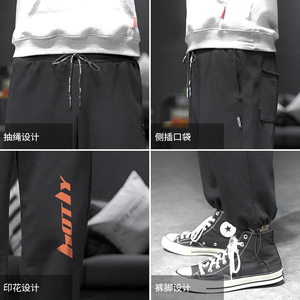 K13006-P40加绒P50 加绒运动裤男大码宽松束脚直筒卫裤休闲裤图片