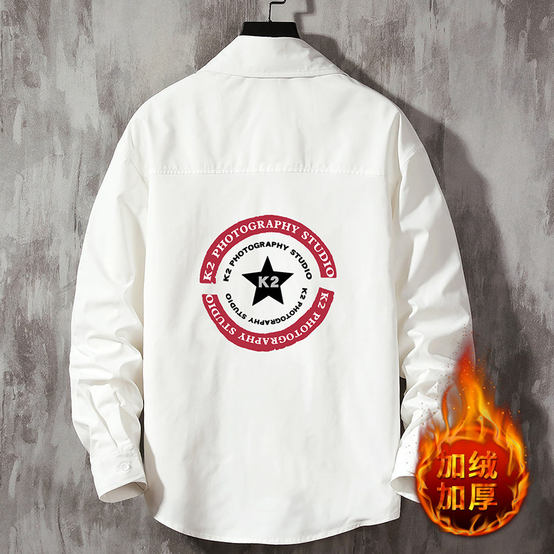 CS15032加绒款P55加厚加绒衬衫男保暖衬衣长袖寸衫上衣服外套图片