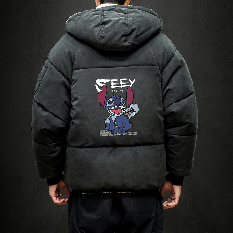 MY16038-P100史迪仔卡通加厚加绒面包服加肥加大码男青少年胖子,男装棉衣,电商A040A