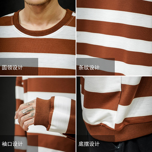 S6666加绒款-P50 加厚加绒卫衣男加肥加大码网红宽松条纹长袖外套图片