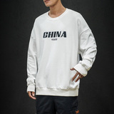 S6001-P35china字母印花圆领套头卫衣男胖人大码棒球服外套，男装卫衣，电商A040A