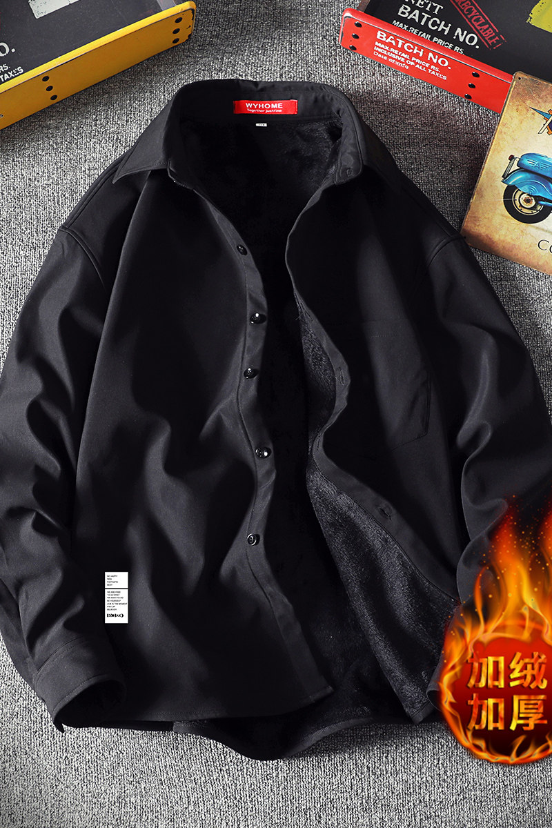 CS15045加绒款P55加厚加绒衬衫男保暖衬衣长袖寸衫上衣服外套,男装衬衫,电商A040A