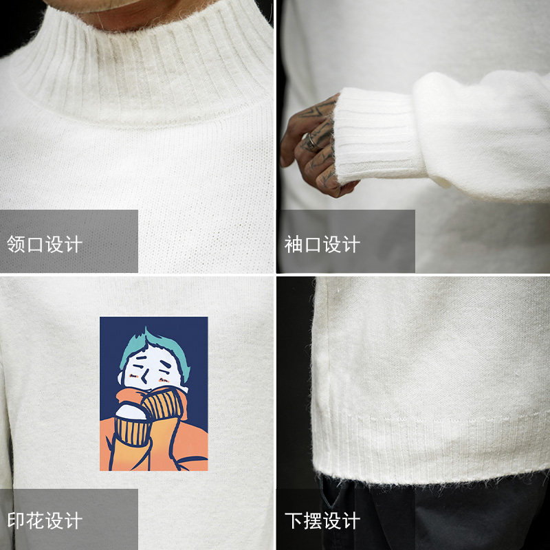 M18042加绒款-P65半高领加厚加绒毛衣男大码胖子针织衫保暖外套,男装针织衫/毛衣,电商A040A