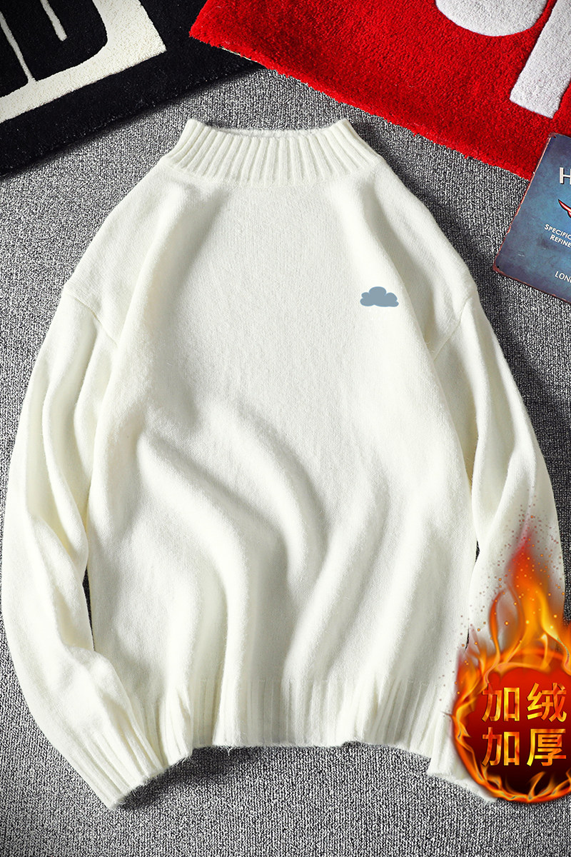 M18018加绒款-P65半高领加厚加绒毛衣男大码胖子针织衫保暖外套,男装针织衫/毛衣,电商A040A
