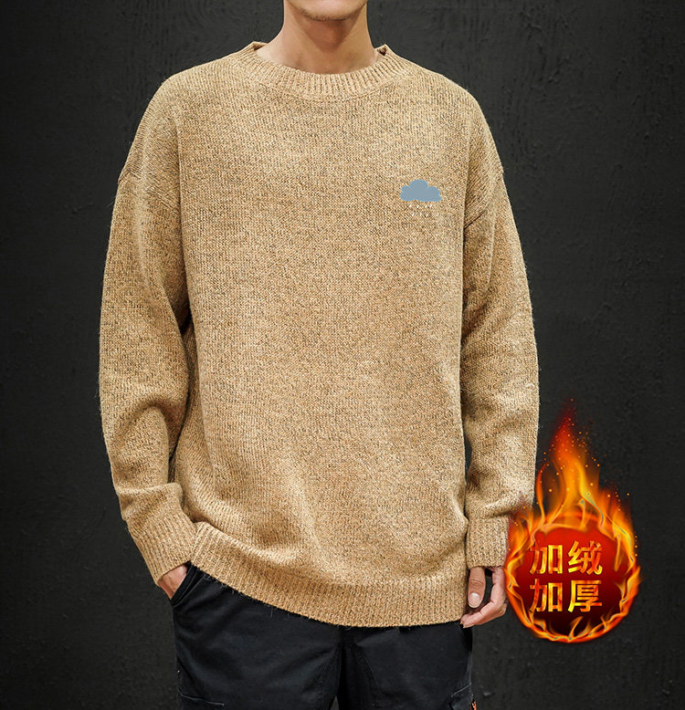 M19018加绒款-P65秋冬季加厚加绒毛衣男大码宽松休闲针织衫外套,男装针织衫/毛衣,电商A040A