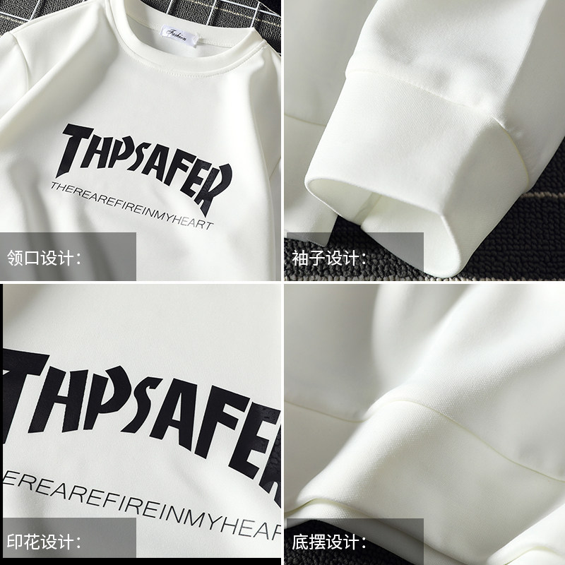 T4007-P25嘻哈潮牌字母印花长袖t大码男胖子体恤上衣服卫衣,男装卫衣,电商A040A