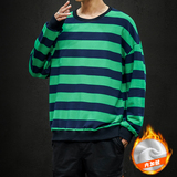 S6666加绒款-P50加厚加绒卫衣男加肥加大码网红宽松条纹长袖外套，男装卫衣，电商A040A