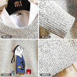 M19014加绒款-P65猫咪卡通加厚加绒毛衣男加肥加大码胖子毛衫，男装针织衫/毛衣，电商A040A