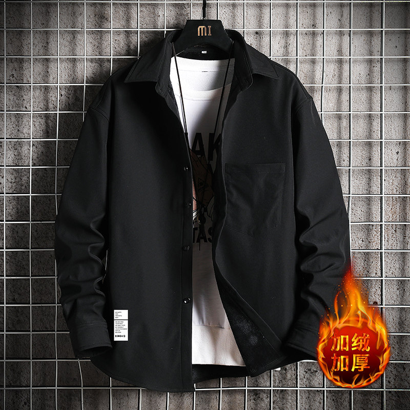 CS15045加绒款P55加厚加绒衬衫男保暖衬衣长袖寸衫上衣服外套，男装衬衫，电商A040A