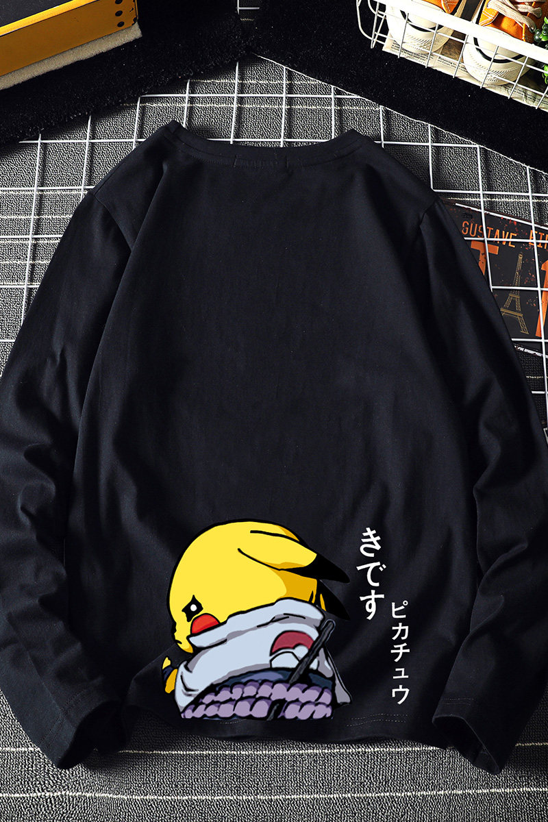 电商A040A-TX3036-P25皮卡丘卡通长袖t恤加肥加大码男打底衫,男装T恤,电商A040A