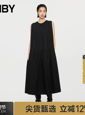 JNBY/江南布衣春秋无袖圆领休闲全棉A字连衣裙纯棉柔软5O7G15550