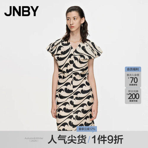 印花V领无袖连衣裙JNBY