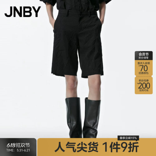 JNBY/江南布衣春秋西装短裤女休闲裤纯羊毛100%精纺通勤直筒中裤