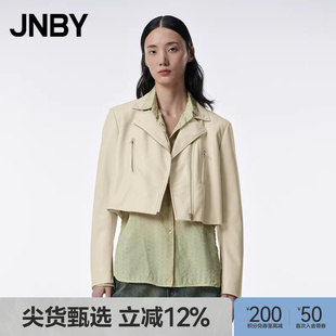 JNBY 仿皮衣PU皮外套女超短款 休闲西装 领通勤上衣 江南布衣春秋季
