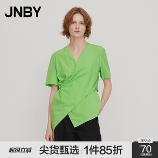江南布衣短袖 JNBY TOP衬衣套头V领宽松简约春夏