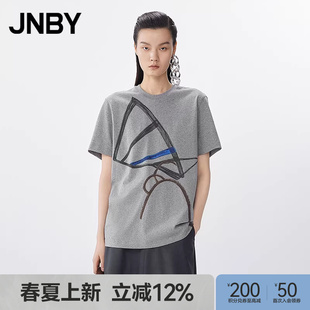 JNBY 季 末折扣 圆领宽松5P5112840 江南布衣25夏T恤短袖