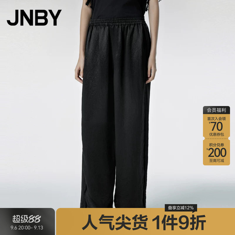 JNBY/江南布衣春秋季休闲裤女直筒裤宽松休闲长裤通勤醋酸铅笔裤图片