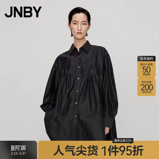宽松捏褶造型感休闲衬衣通勤女 A字长袖 JNBY 江南布衣折扣春夏衬衫